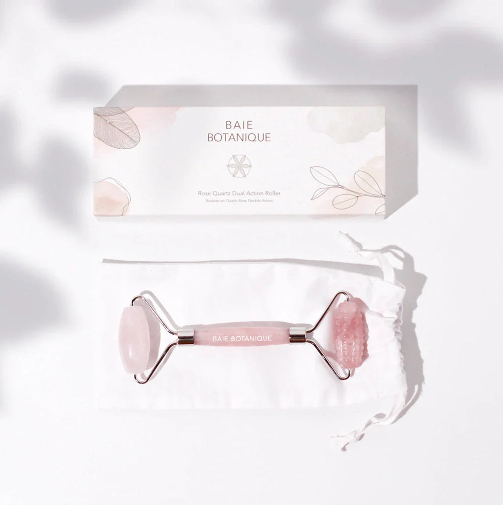 baie botanique dual action rose quartz face roller